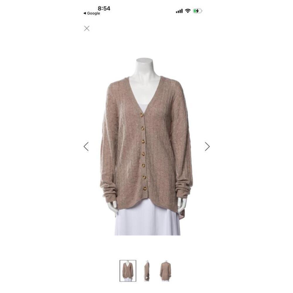Reformation Giusta Oversized Beige Brown Cashmere Cable Knit Cardigan L